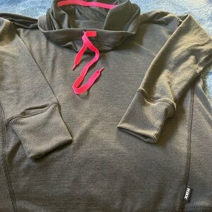 RBX Hoodie Medium Black Pink Trim Athleisure Cowl Neck Cozy